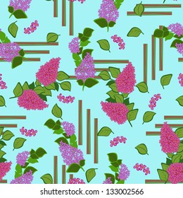 Colorful flowers and leafs - seamless pattern