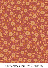 Colorful flowers and leaves patterns on pink background for web banner, branding package, fabric print, wallpaper, social media post, doodle, notes, book covers, wall decor.