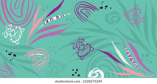Colorful flowers and leaves poster background vector illustration. Exotic plants, branches, flowers and leaves art print for beauty, fashion and natural products, spa and wellness, wedding and events