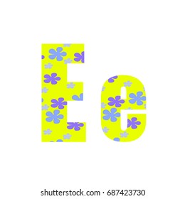 Colorful flowers letter E logo design template. Stylish vector icon