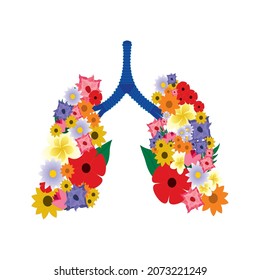 colorful flowers lungs art vector illustration on white background