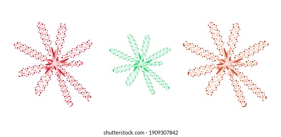 Colorful flowers made of circles on a white background. Color spots. flat style. Paint spray icon for the design of your website, logo, app, user interface. pink palette