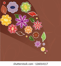 colorful flowers on a brown background