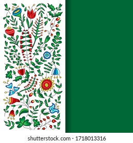 Colorful flowers on white background. Botany book cover background. Vector illustration.