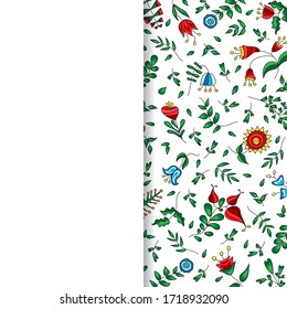 Colorful flowers on white background. Botany book cover background. Vector illustration.