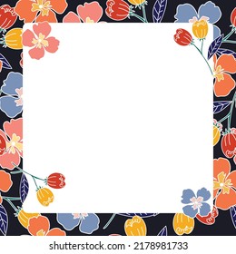 colorful flowers paper border background