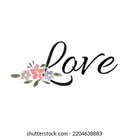 colorful flowers as a part of word, vector