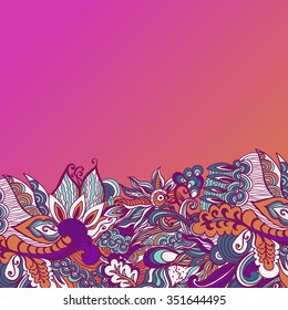Colorful flowers pattern background. Floral frame. Vector illustration