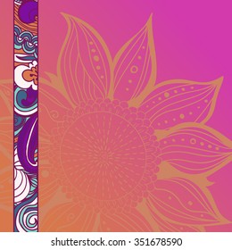 Colorful flowers pattern background. Floral frame. Vector illustration