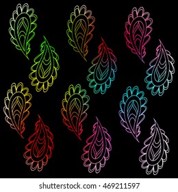colorful  flowers  pattern on a black background for use in the textile printing and design packages
