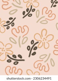 Farbige Blumenmuster auf nackt rosa Hintergrund-Illustrationen, Vektorästhesie für Tapeten, Tapeten-Deko, Vorlagen-Cover, Kunstdrucke