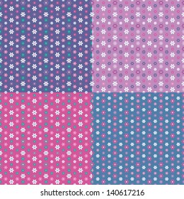 colorful flowers pattern set