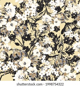 Flores coloridas patrón de diseño botánico primavera. Estilo de la libertad. Fondo floral sin fisuras para cubiertas textiles o de libros, fabricación, papel pintado, papel impreso, envoltura de regalo y scrapbooking.