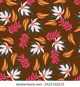 Colorful flowers pattern spring botanical design. Liberty style. Floral seamless background for textile or book covers, manufacturing, wallpapers