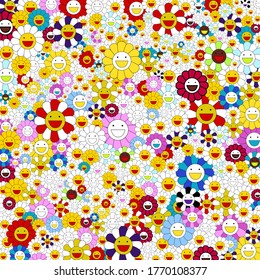 Colorful flowers pattern. Vector illustration 