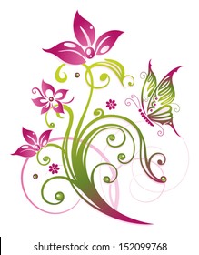 Colorful flowers in pink and green