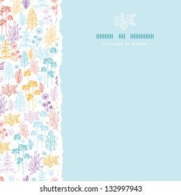 Colorful flowers and plants square torn seamless pattern background