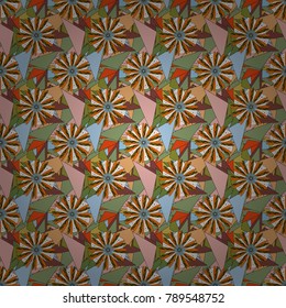 Colorful flowers with plumage in orange, neutral and brown colors. Vector seamless background pattern.