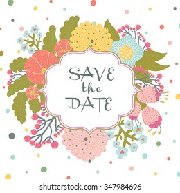 Colorful flowers postcard. Vector.