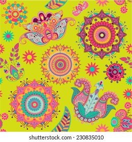 Colorful flowers seamless pattern