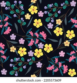 colorful flowers seamless pattern background 