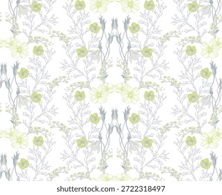 Flores coloridas padrão sem costura com flores exóticas no fundo transparente para papel de embrulho, papel de parede e têxtil	
