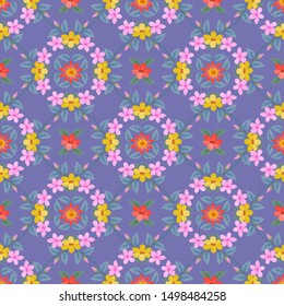 Colorful flowers seamless pattern for fabric textile wallpaper.