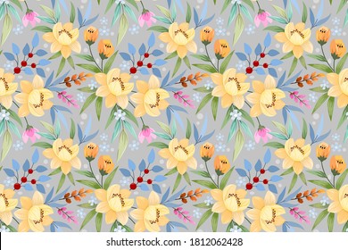 Colorful flowers seamless pattern for fabric textile wallpaper.