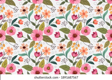 Colorful flowers seamless pattern for fabric textile wallpaper.