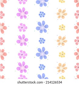 Colorful flowers seamless pattern. Vector background
