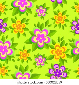 Colorful flowers seamless pattern. Vector illustration.