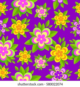 Colorful flowers seamless pattern. Vector illustration.