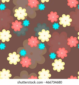 Colorful flowers seamless pattern.Vector floral background design for web, print, textile, fabric and wrapping.