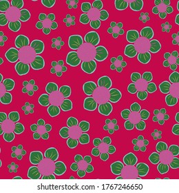 Colorful flowers seamless repeat pattern print