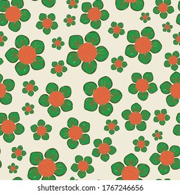 Colorful flowers seamless repeat pattern print