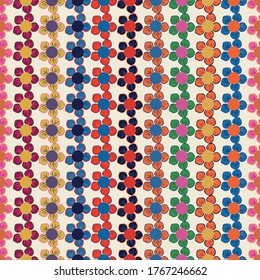 Colorful flowers seamless repeat pattern print