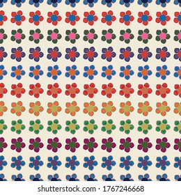 Colorful flowers seamless repeat pattern print