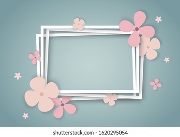 Colorful flowers with square frame