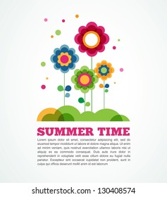 colorful flowers  of summer time, with place for your text