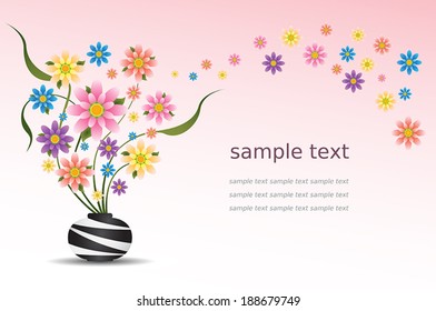colorful flowers in a vase. Vector