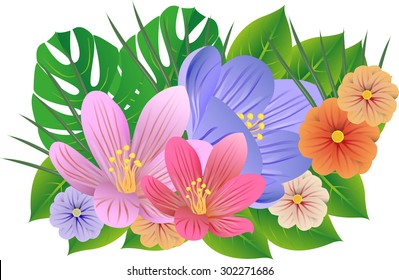 Colorful flowers. Vector illustration.Concept for  invitation, banners, gift cards, congratulation or website layout vector.