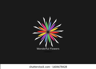 colorful flowers vector logo. modern floral symbol
