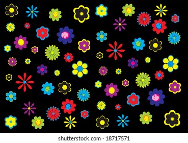 Colorful flowers vector pattern illustration