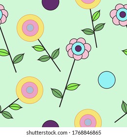 Colorful flowers vector pattern. Seamless Vectorn pattern. Abstract floral vector pattern.