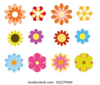 Colorful Flowers Vector Set Stock Vector (royalty Free) 552279340 