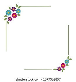 colorful flowers, vector square frame