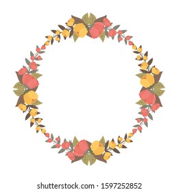Colorful flowers wreath in pastel color 