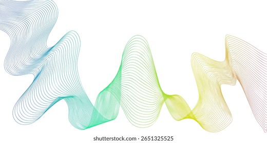 Linhas fluindo coloridas criam um design abstrato dinâmico em uma representação de arte digital de movimento e energia