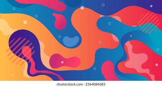 Colorful flowing wave background with modern abstract shapes. Very suitable for poster, banner, cover, advertisement, wallpaper, etc.