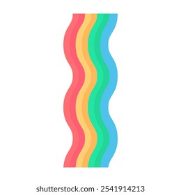 Colorful flowing wave curve. Dynamic, fun, creativity concepts. Flat decorative vector design isolated illustration.